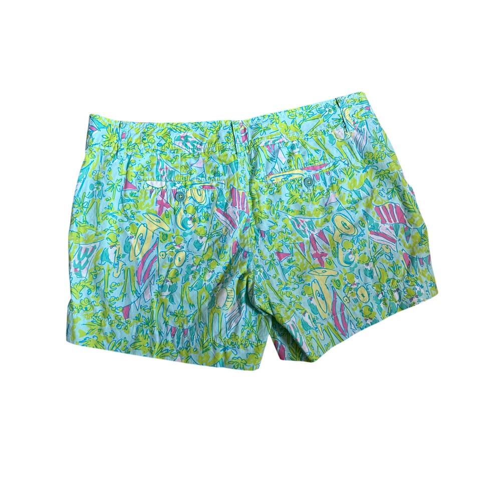Lilly Pulitzer Green Pink Bermuda Cotton Shorts Sz 8 Bright Colorful - Picture 5 of 6